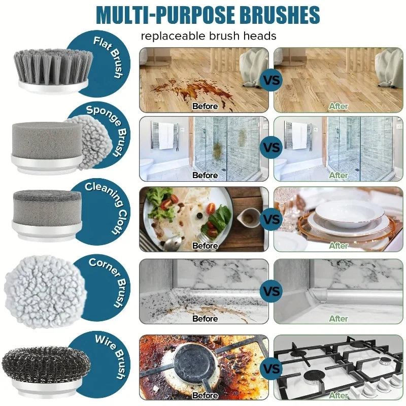 Handheld Electric Spin Scrubber | Multi-Surface Cleaning Brush